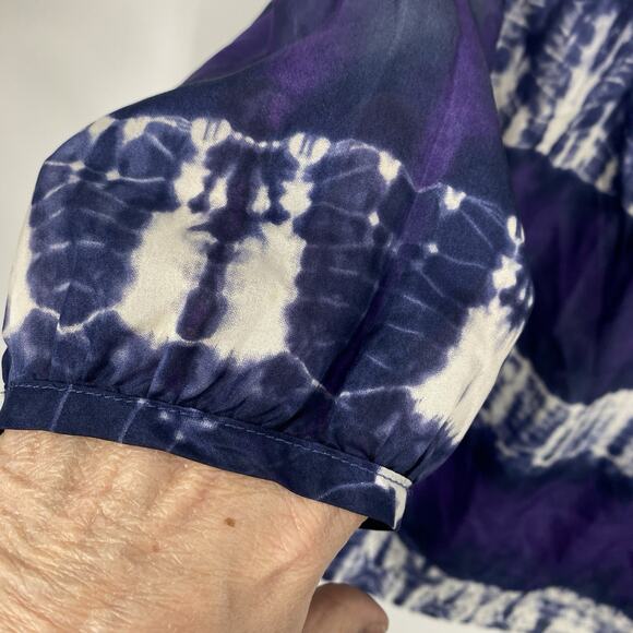 Calypso St Barth Target Silk Crochet Top Size XS Sheer Deep Purple Tie Dye - Picture 8 of 9